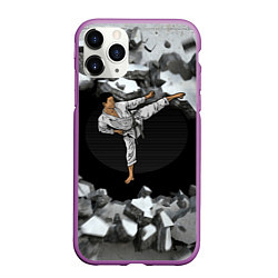 Чехол iPhone 11 Pro матовый Боевые искусства - каратист, цвет: 3D-фиолетовый