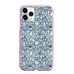 Чехол iPhone 11 Pro матовый Монстрики с антенками, цвет: 3D-розовый