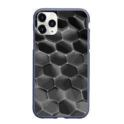 Чехол iPhone 11 Pro матовый Черные камни, цвет: 3D-серый