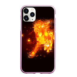 Чехол iPhone 11 Pro матовый Огненная лошадь мчит галопом, цвет: 3D-розовый