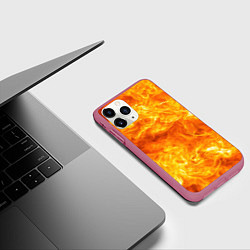 Чехол iPhone 11 Pro матовый Бушующий огонь, цвет: 3D-малиновый — фото 2