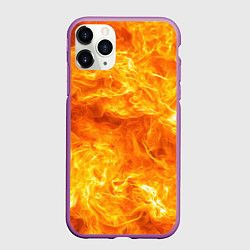 Чехол iPhone 11 Pro матовый Бушующий огонь, цвет: 3D-фиолетовый