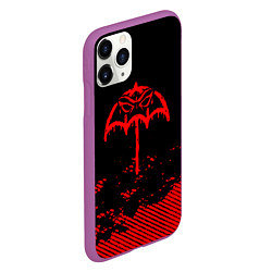 Чехол iPhone 11 Pro матовый Bring Me the Horizon красный фонтик, цвет: 3D-фиолетовый — фото 2