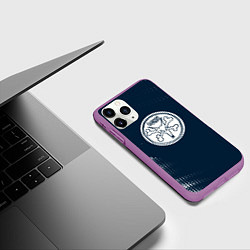 Чехол iPhone 11 Pro матовый Bones абстракция, цвет: 3D-фиолетовый — фото 2