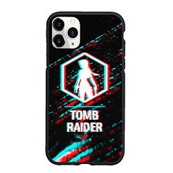 Чехол iPhone 11 Pro матовый Tomb Raider в стиле glitch и баги графики на темно, цвет: 3D-черный