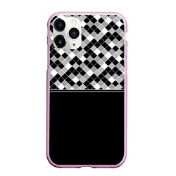 Чехол iPhone 11 Pro матовый Черно-белый геометрический узор, цвет: 3D-розовый