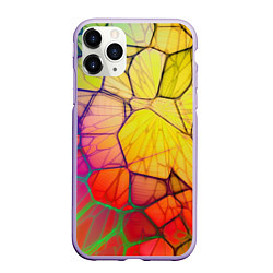 Чехол iPhone 11 Pro матовый Абстрактные цветные фигуры, цвет: 3D-светло-сиреневый