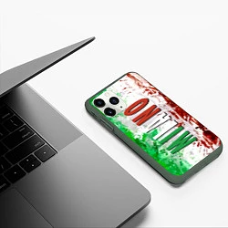 Чехол iPhone 11 Pro матовый Флаг Италии - кляксы, цвет: 3D-темно-зеленый — фото 2