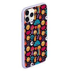 Чехол iPhone 11 Pro матовый Психоделические эмодзи, цвет: 3D-светло-сиреневый — фото 2