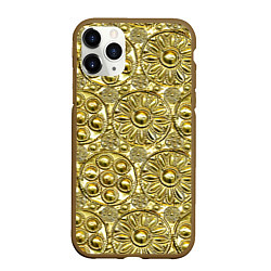 Чехол iPhone 11 Pro матовый Золотая чеканка - текстура, цвет: 3D-коричневый