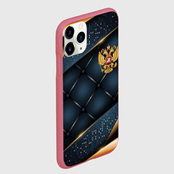 Чехол iPhone 11 Pro матовый Золотой герб России на объемном фоне, цвет: 3D-малиновый — фото 2