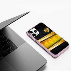 Чехол iPhone 11 Pro матовый Black & gold - герб России, цвет: 3D-розовый — фото 2