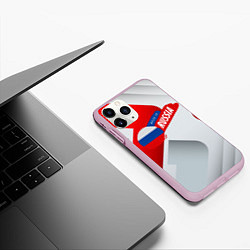 Чехол iPhone 11 Pro матовый Welcome to Russia red & white, цвет: 3D-розовый — фото 2