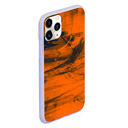 Чехол iPhone 11 Pro матовый Абстрактная оранжевая поверхность и чёрные тени, цвет: 3D-светло-сиреневый — фото 2