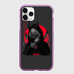 Чехол iPhone 11 Pro матовый Devil girl аниме, цвет: 3D-фиолетовый