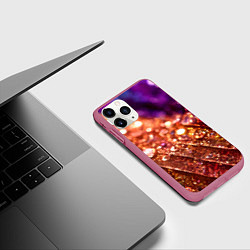 Чехол iPhone 11 Pro матовый Радужные полосы с каплями, цвет: 3D-малиновый — фото 2