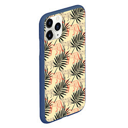 Чехол iPhone 11 Pro матовый Пальмы и гепард узор, цвет: 3D-тёмно-синий — фото 2