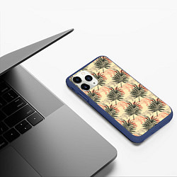 Чехол iPhone 11 Pro матовый Пальмы и гепард узор, цвет: 3D-тёмно-синий — фото 2
