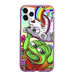 Чехол iPhone 11 Pro матовый Pepes world, цвет: 3D-фиолетовый