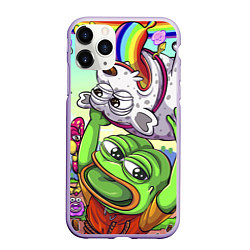 Чехол iPhone 11 Pro матовый Pepes world, цвет: 3D-светло-сиреневый