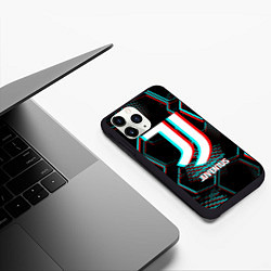 Чехол iPhone 11 Pro матовый Juventus FC в стиле glitch на темном фоне, цвет: 3D-черный — фото 2
