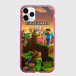 Чехол iPhone 11 Pro матовый Александра Minecraft, цвет: 3D-малиновый