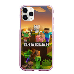 Чехол iPhone 11 Pro матовый Алексей Minecraft, цвет: 3D-розовый