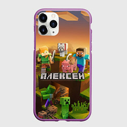 Чехол iPhone 11 Pro матовый Алексей Minecraft, цвет: 3D-фиолетовый