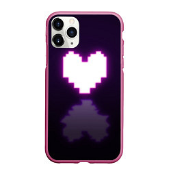 Чехол iPhone 11 Pro матовый Undertale heart neon, цвет: 3D-малиновый