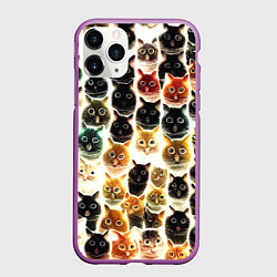 Чехол iPhone 11 Pro матовый Паттерн-котики