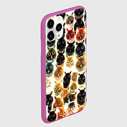 Чехол iPhone 11 Pro матовый Паттерн-котики, цвет: 3D-фиолетовый — фото 2