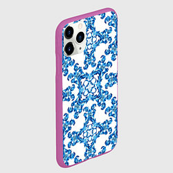 Чехол iPhone 11 Pro матовый Гжель рисунок цветы, цвет: 3D-фиолетовый — фото 2