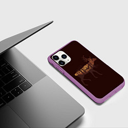 Чехол iPhone 11 Pro матовый Осенний лес в силуэте оленя, цвет: 3D-фиолетовый — фото 2