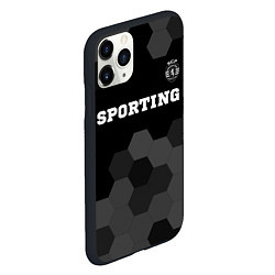 Чехол iPhone 11 Pro матовый Sporting sport на темном фоне: символ сверху, цвет: 3D-черный — фото 2