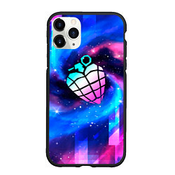 Чехол iPhone 11 Pro матовый Green Day неоновый космос, цвет: 3D-черный