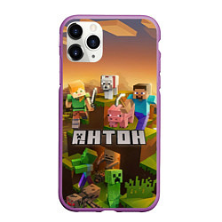 Чехол iPhone 11 Pro матовый Антон Minecraft, цвет: 3D-фиолетовый