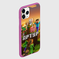 Чехол iPhone 11 Pro матовый Артур Minecraft, цвет: 3D-фиолетовый — фото 2
