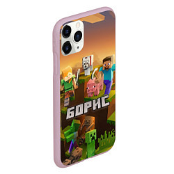 Чехол iPhone 11 Pro матовый Борис Minecaft, цвет: 3D-розовый — фото 2