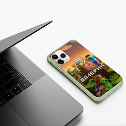 Чехол iPhone 11 Pro матовый Валерий Minecraft, цвет: 3D-салатовый — фото 2