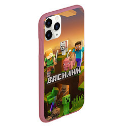 Чехол iPhone 11 Pro матовый Василий Minecraft, цвет: 3D-малиновый — фото 2