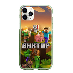 Чехол iPhone 11 Pro матовый Виктор Minecraft, цвет: 3D-салатовый