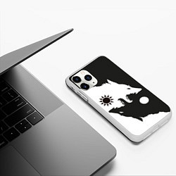 Чехол iPhone 11 Pro матовый Волки инь и ян, цвет: 3D-белый — фото 2