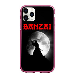 Чехол iPhone 11 Pro матовый Banzai - самурай, цвет: 3D-малиновый