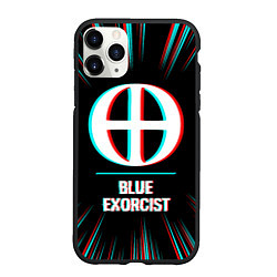Чехол iPhone 11 Pro матовый Символ Blue Exorcist в стиле glitch на темном фоне, цвет: 3D-черный