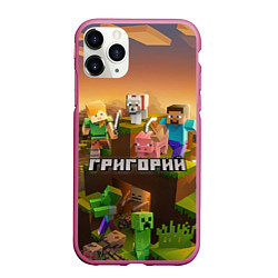 Чехол iPhone 11 Pro матовый Григорий Minecraft, цвет: 3D-малиновый