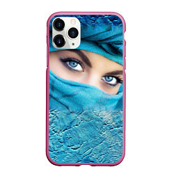 Чехол iPhone 11 Pro матовый Синеглазая девушка в хиджабе, цвет: 3D-малиновый
