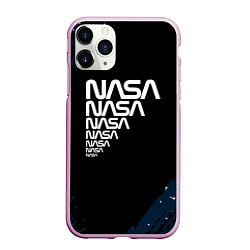 Чехол iPhone 11 Pro матовый Nasa надпись, цвет: 3D-розовый