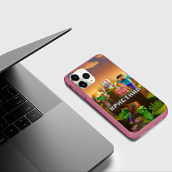 Чехол iPhone 11 Pro матовый Кристина Minecraft, цвет: 3D-малиновый — фото 2
