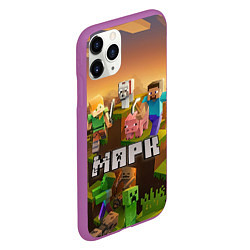 Чехол iPhone 11 Pro матовый Марк Minecraft, цвет: 3D-фиолетовый — фото 2