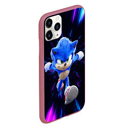 Чехол iPhone 11 Pro матовый Sonic running, цвет: 3D-малиновый — фото 2